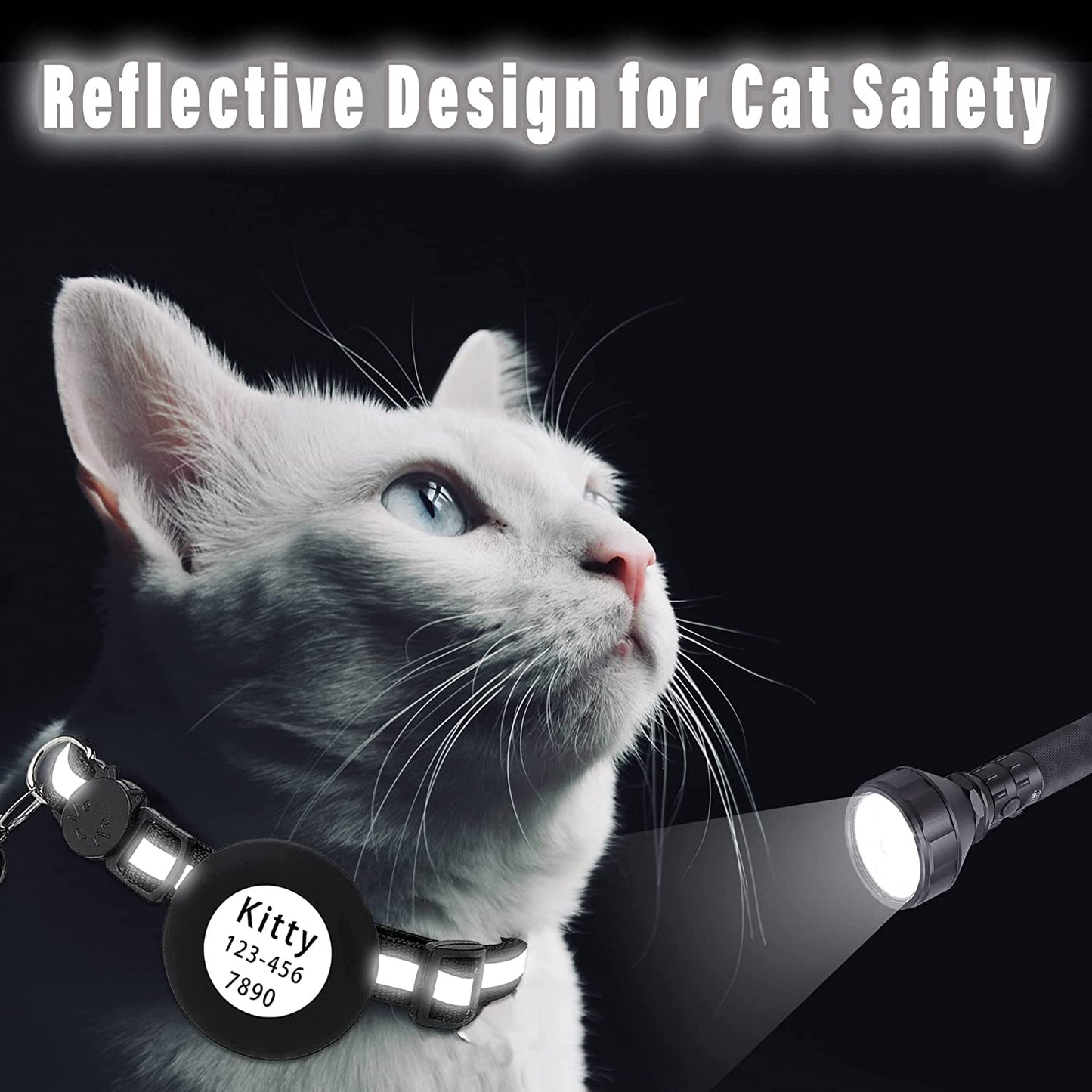 Airtag Cat Collar with Apple Airtag Holder, Safety Buckle, Bell in 3/8 Inch Reflective Lightweight Collar, DIY Pet ID with TPU Airtag Protector on Cute Air Tag Cat Collar Breakaway