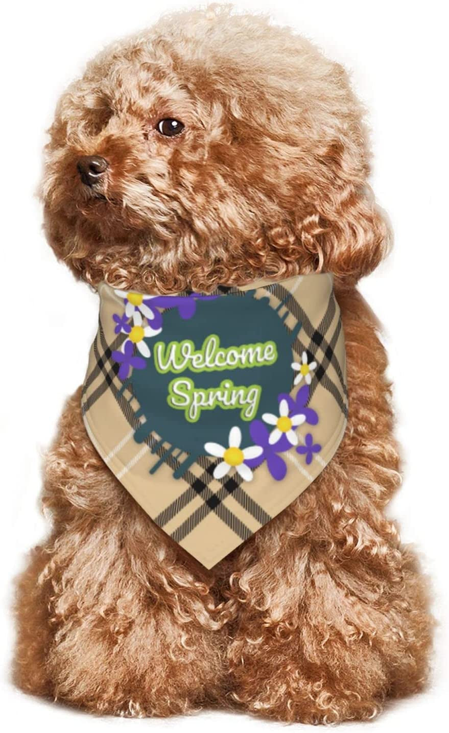 Welcome Spring Pet Dog and Cat Decorative Triangle Scarf,Dog Bandana,Breathable and Stain Resistant. Animals & Pet Supplies > Pet Supplies > Dog Supplies > Dog Apparel ZALTAS   