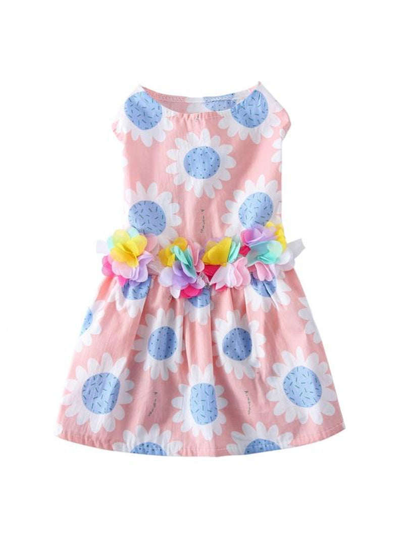 Flower Dog Dress for Pet Colorful Flower Print Clothes Birthday Party Doggie Sundress Puppy Clothes Animals & Pet Supplies > Pet Supplies > Dog Supplies > Dog Apparel Jongmart S Lady Flower Dress 