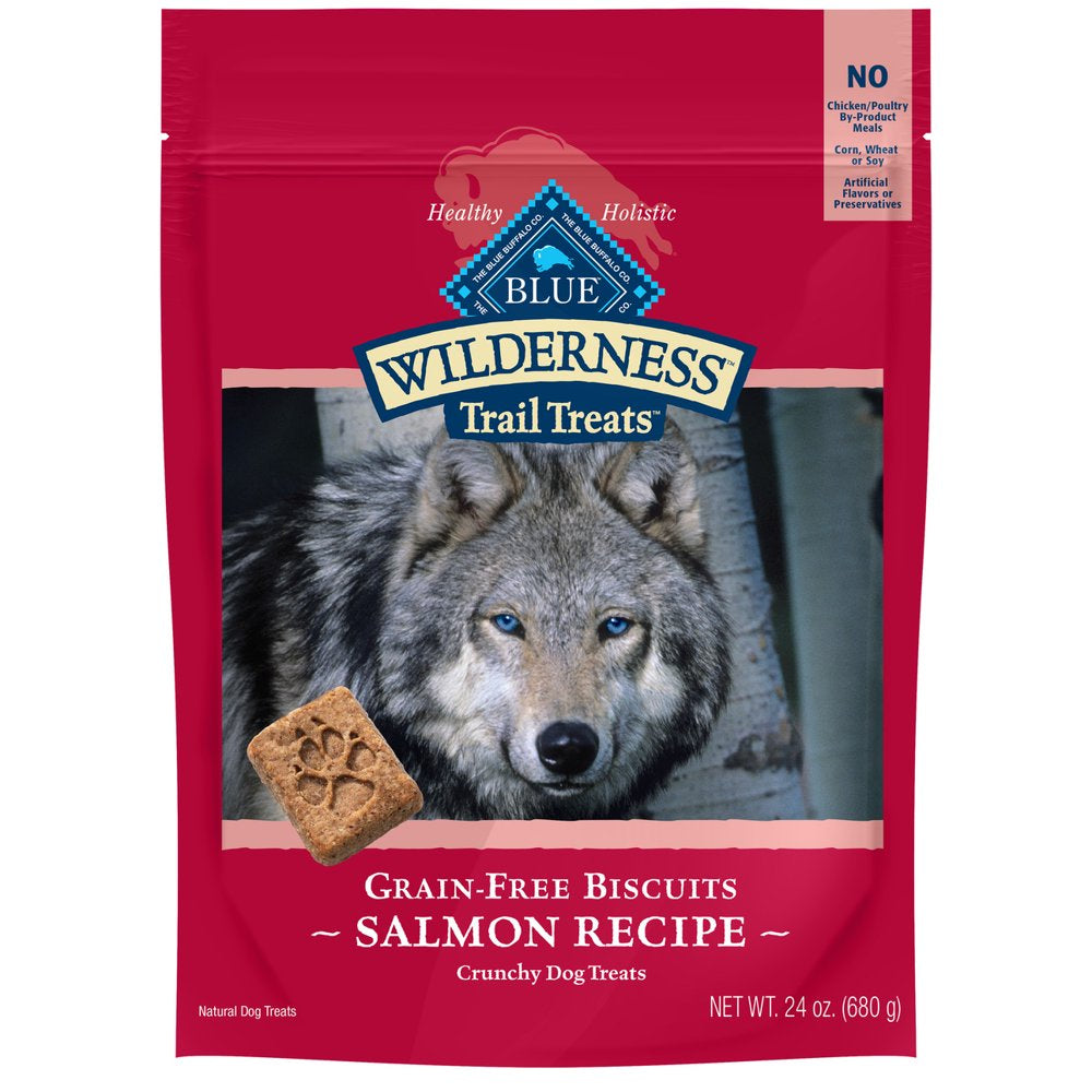 Blue Buffalo Wilderness Trail Treats High Protein Salmon Flavor Crunchy Biscuit Treats for Dogs, Grain-Free, 24 Oz. Bag Animals & Pet Supplies > Pet Supplies > Dog Supplies > Dog Treats Blue Buffalo   