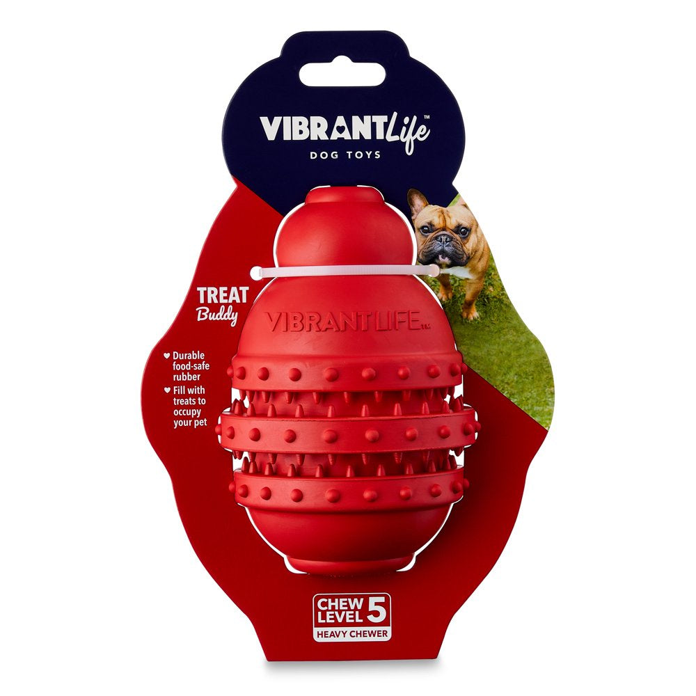 Vibrant Life Treat Buddy Dog Toy, Red, Medium, 5"