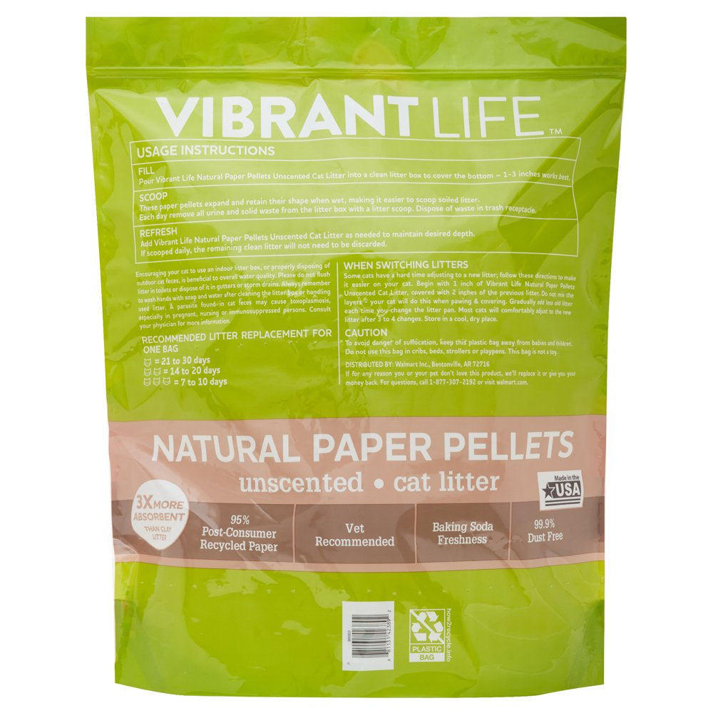 Vibrant Life Natural Unscented Paper Litter, 30 Lb