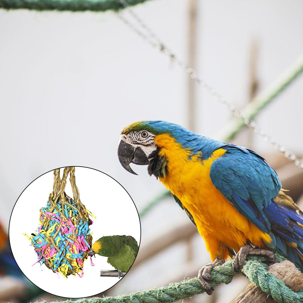 Tureclos Bird Chew Toy Hanging Pet Exercising Bag Paper-Stuffed Bird Playing Cage Accessory Animals & Pet Supplies > Pet Supplies > Bird Supplies > Bird Cage Accessories TureClos   