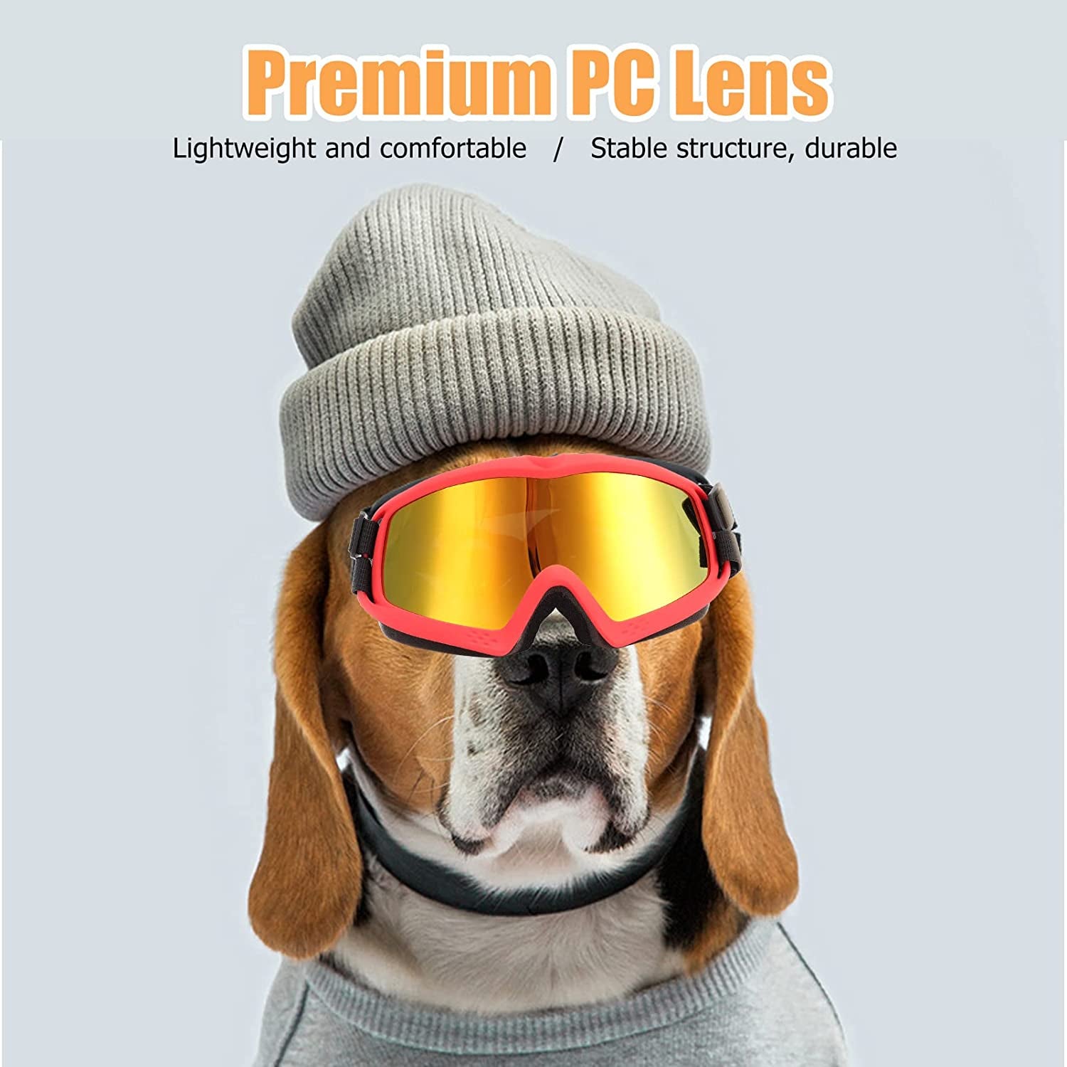 Dog Sunglasses Breathable Dog Goggles UV Protection PC Lens Windproof Dustproof for Skiing Cycling (Red Frame Red Lens) Animals & Pet Supplies > Pet Supplies > Dog Supplies > Dog Apparel Hosi   