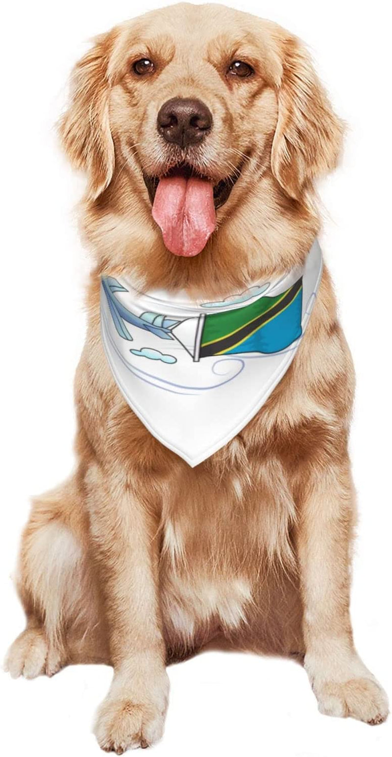 Airplane with Flag of Tanzania Pet Dog and Cat Decorative Triangle Scarf,Dog Bandana,Breathable and Stain Resistant. Animals & Pet Supplies > Pet Supplies > Dog Supplies > Dog Apparel ZALTAS   