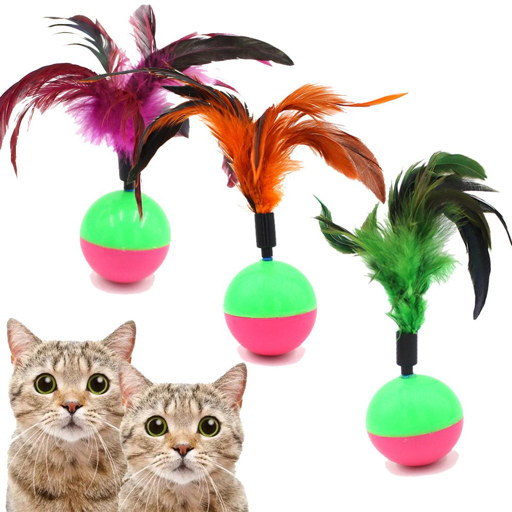 Feelers Cat Toy Tumbler, Feather Cat Toy for Cat Kitten Indoor Exercise, Cat Interactive Ball Toys, 1 PCS Animals & Pet Supplies > Pet Supplies > Cat Supplies > Cat Toys Feelers 3  