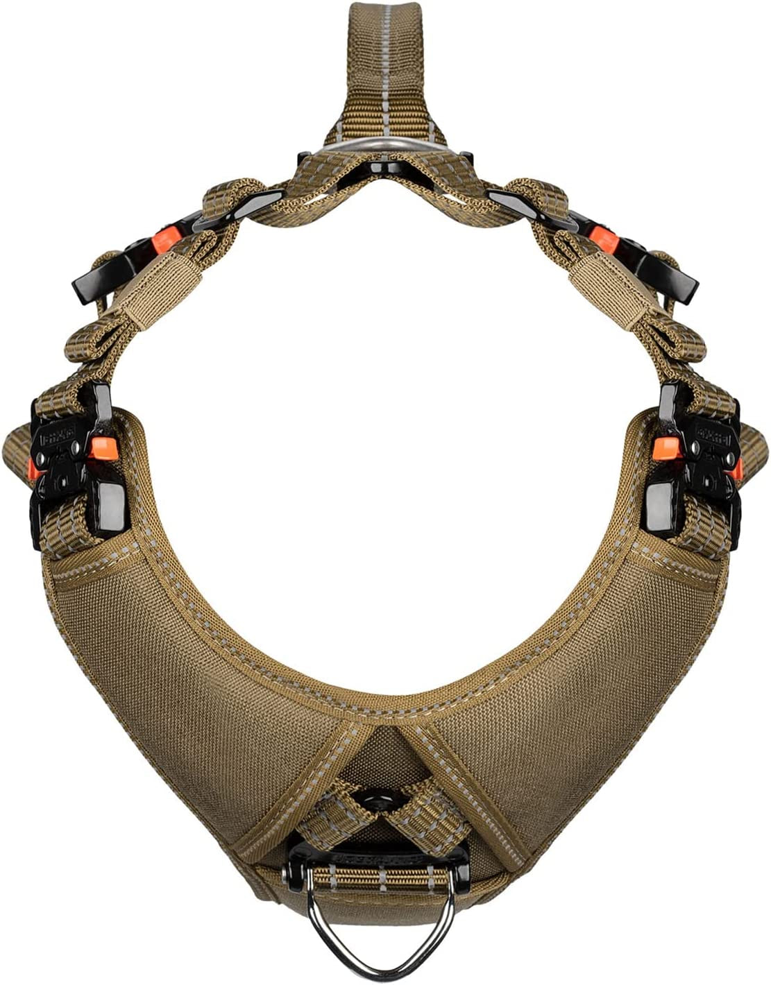 ICEFANG Tactical Dog Strap Harness (Full Metal Clip ) ,Pet Vest with Handle,5 Point Adjustable,Y-Shape Chest ,No-Pull Leash Clip for Walking Training (L (Neck:18"-24";Chest:28"-35"), Coyote Brown) Animals & Pet Supplies > Pet Supplies > Dog Supplies > Dog Apparel Frostwolf   