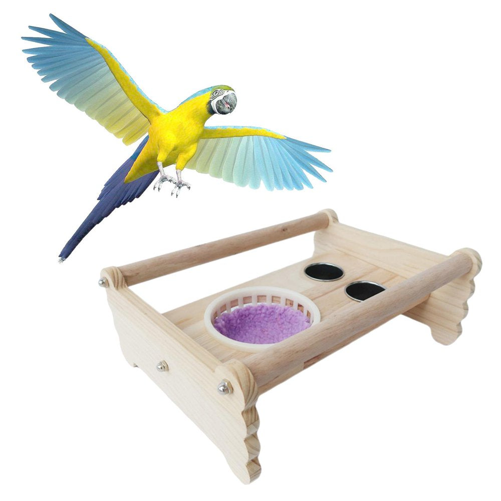 Parrot Perch Stand Birds Platform Tabletop Playstands W/ Bowl Cage Bed for Macaw Budgies Cockatiels Cockatoos Lovebird Cage Accessories - Natural Animals & Pet Supplies > Pet Supplies > Bird Supplies > Bird Cages & Stands perfk   