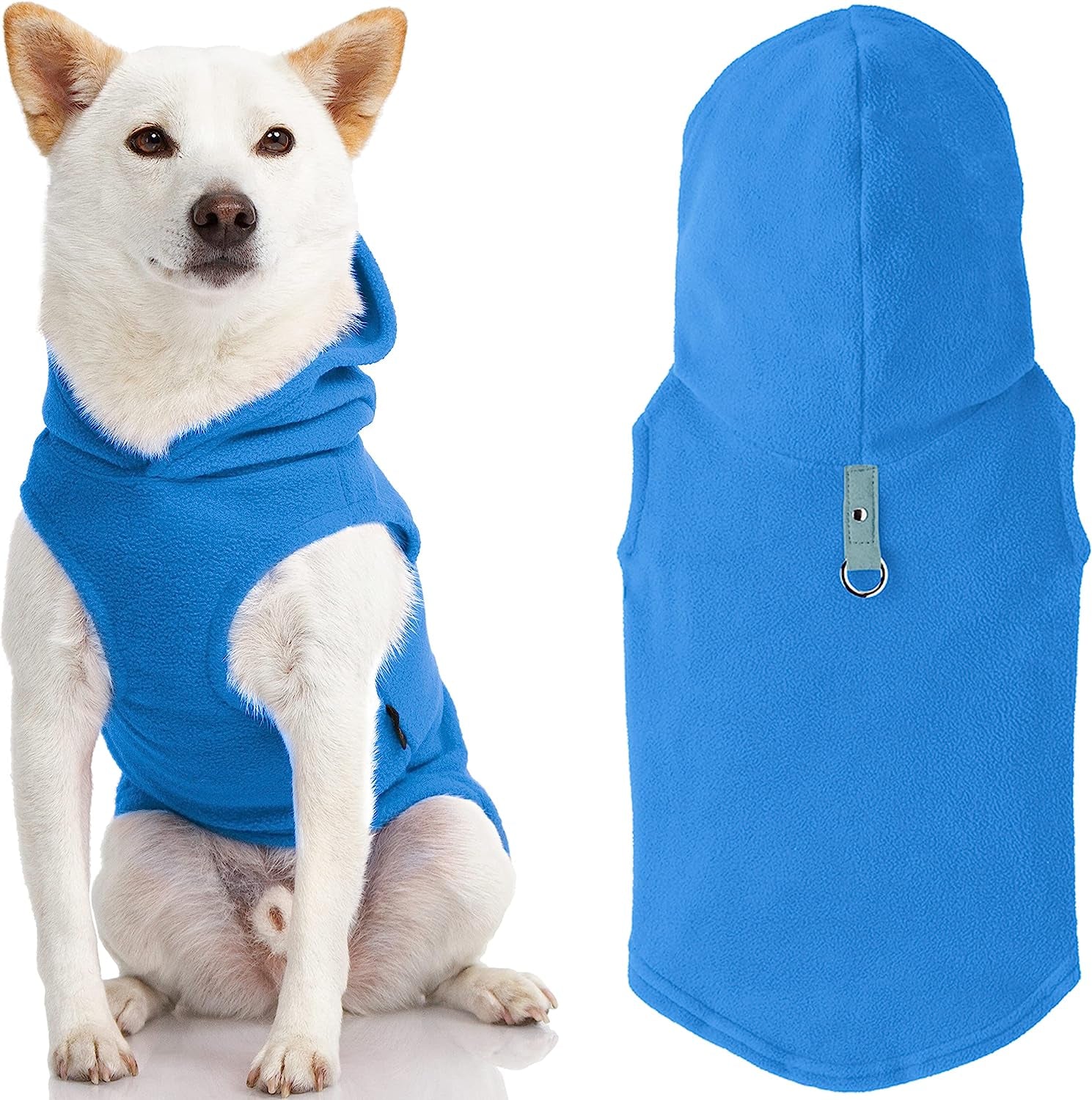 Gooby Fleece Vest Hoodie Dog Sweater - Pink, Medium - Warm Pullover Dog Hoodie with O-Ring Leash - Winter Hooded Small Dog Sweater - Dog Clothes for Small Dogs Boy or Girl, and Medium Dogs Animals & Pet Supplies > Pet Supplies > Dog Supplies > Dog Apparel Inafiction USA, Inc. dba Gooby Pet Fashion Blue 1 Medium