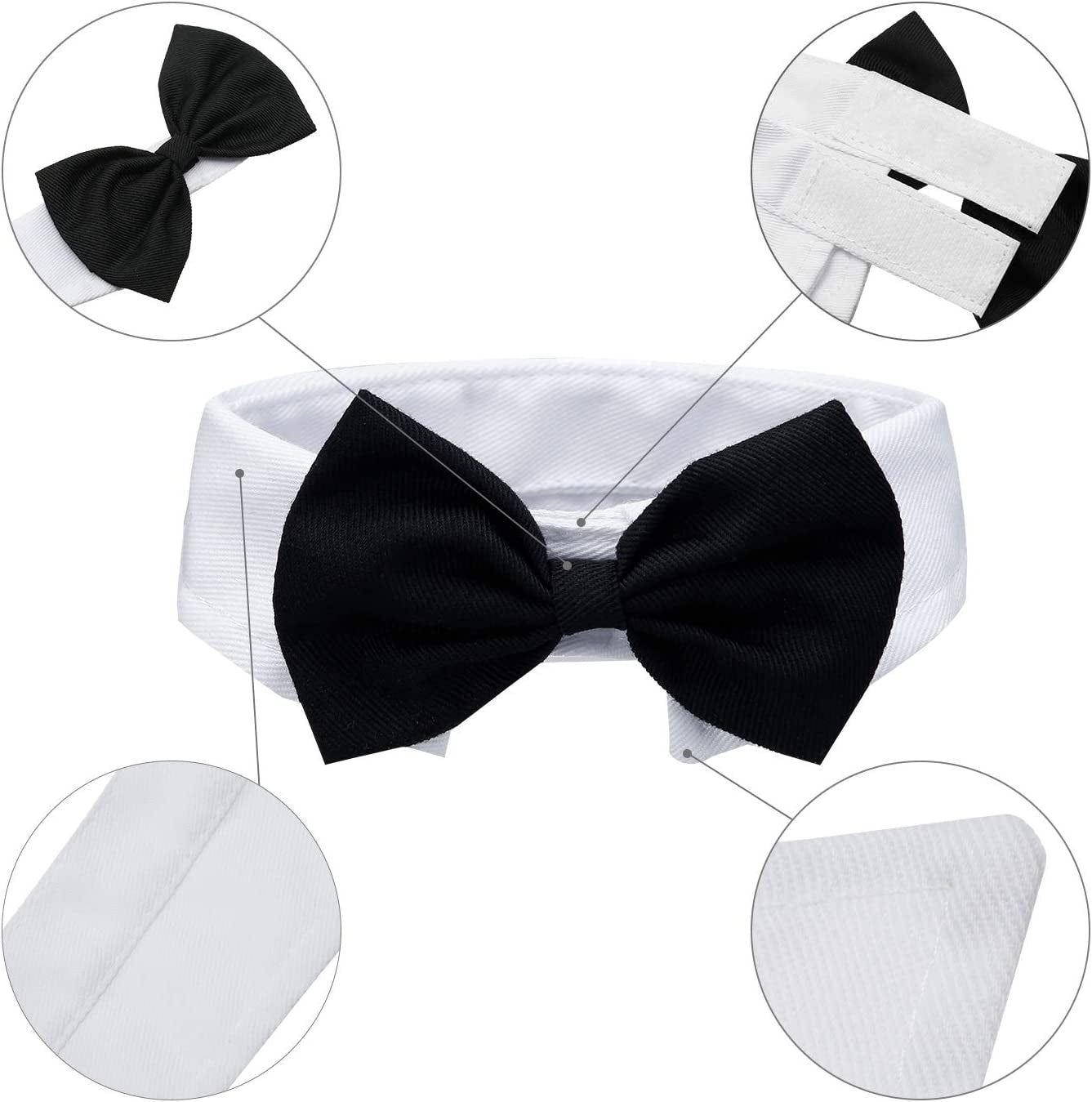 Pet Bow Tie Adjustable Formal Collar Neck Tie and Stylish Funny Cute Pet Sunglasses for Cats and Dogs, 2 Pieces (Black White) Animals & Pet Supplies > Pet Supplies > Dog Supplies > Dog Apparel Syhood   