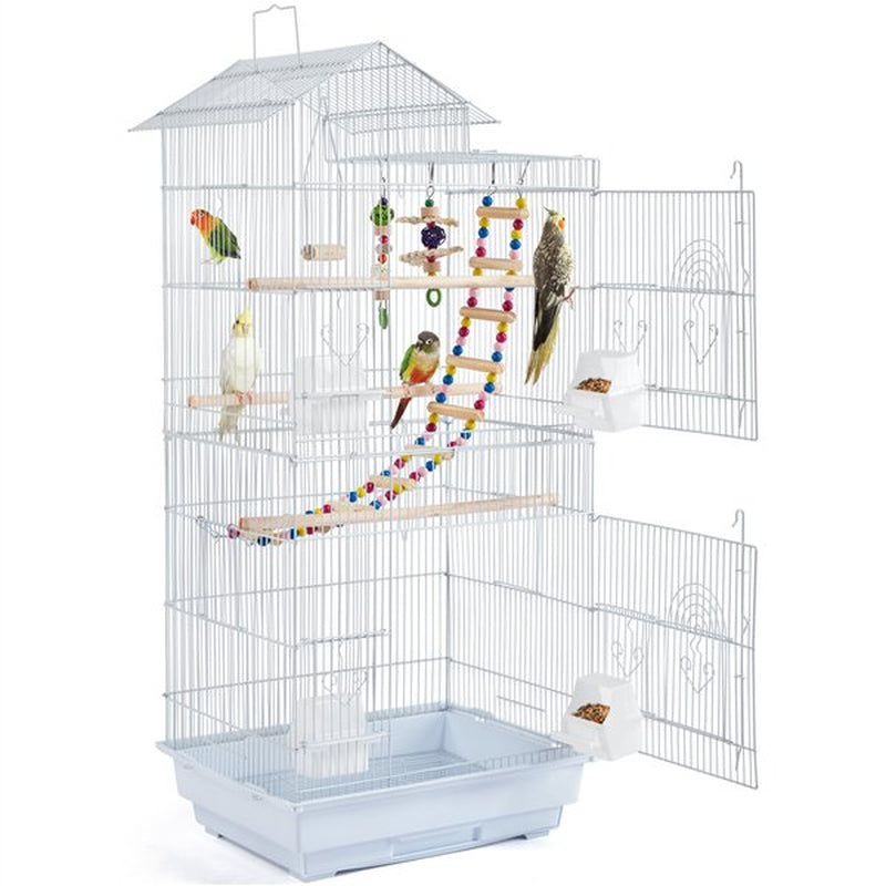 Smilemart 39" Metal Bird Cage with Perches and Toys, Black Animals & Pet Supplies > Pet Supplies > Bird Supplies > Bird Cages & Stands SmileMart White  