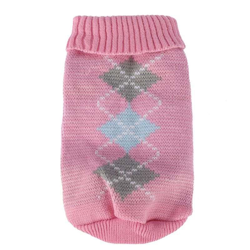 Pets Plaid Knitted Clothes Jacquard Sweater Pet Jumper Apparel Dog Clothes Animals & Pet Supplies > Pet Supplies > Dog Supplies > Dog Apparel Kaya Day M Pink 