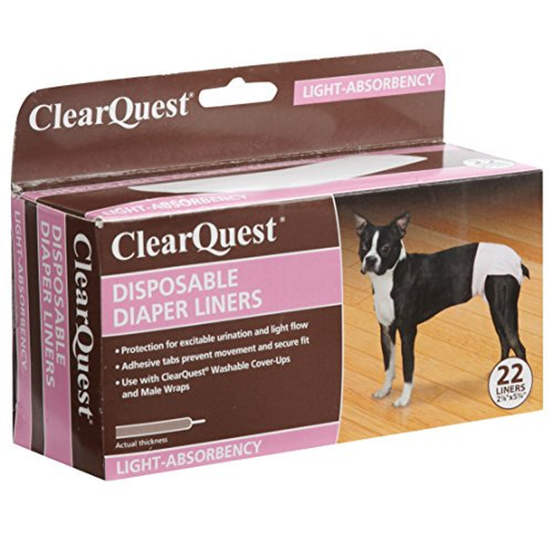 Clearquest Disposable Dog Diaper Liners, 22-Pack, Absorbent Pads, Extra Protection for Cover-Ups and Male Wraps Animals & Pet Supplies > Pet Supplies > Dog Supplies > Dog Diaper Pads & Liners Clear Quest   