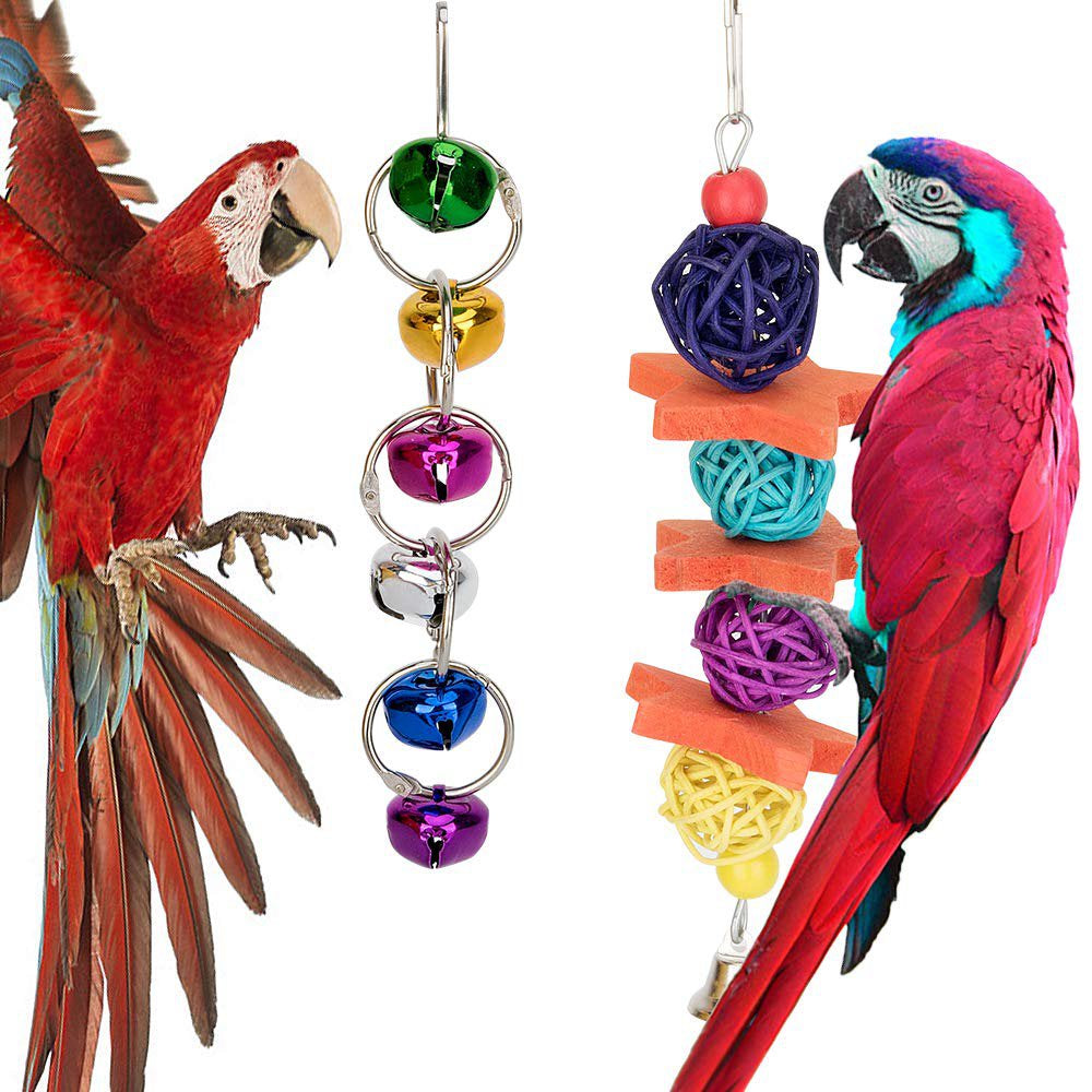 Tycncty 8Pcs Bird Parrot Toys Bird Swing Hanging Toy Bird Cage Toys Hammock Swing Ladder Perch Chewing Toys for Parrots Animals & Pet Supplies > Pet Supplies > Bird Supplies > Bird Ladders & Perches Tycncty   