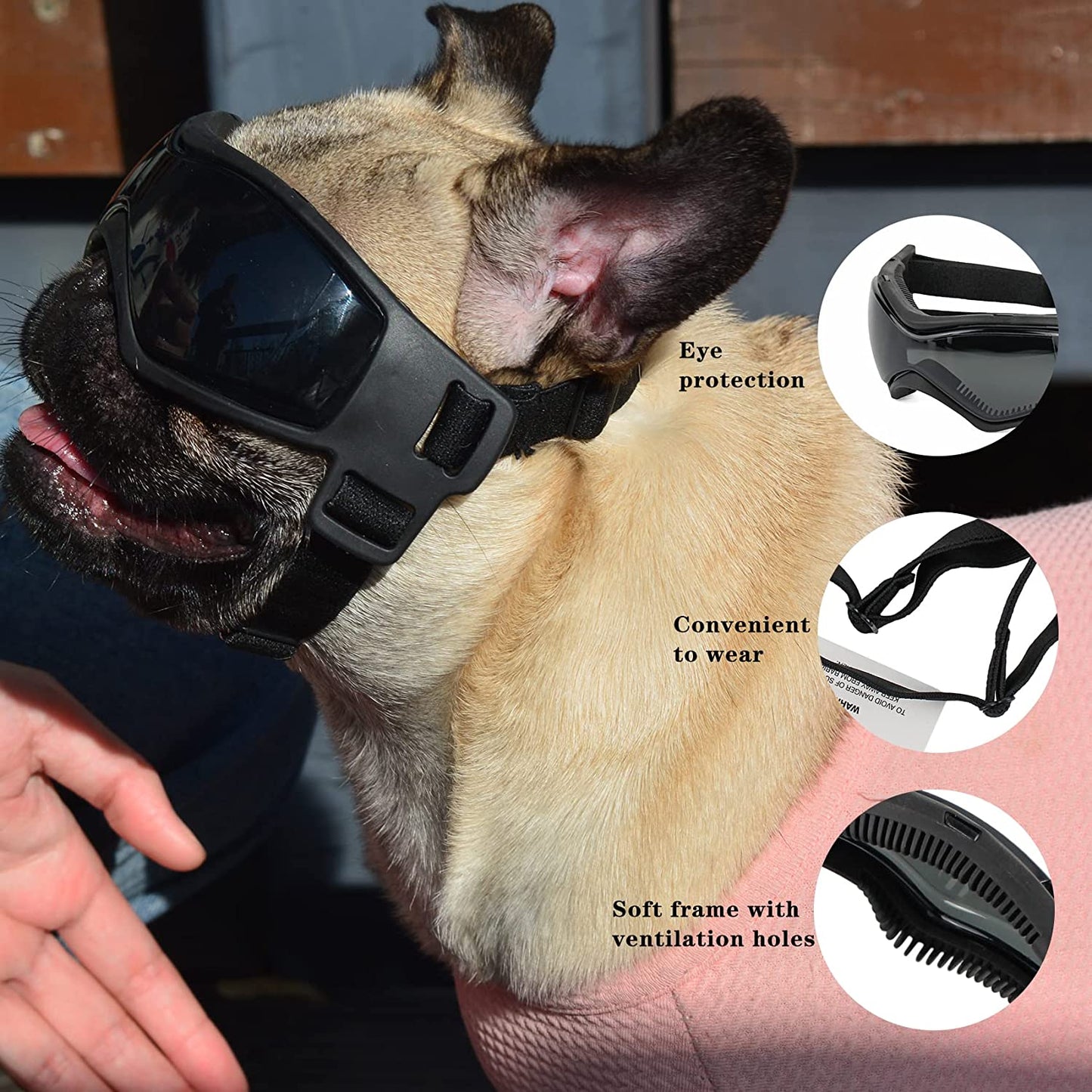 SLDPET Dog Goggles for Small Breed Dog Sunglasses Dog UV Sunglasses Windproof Soft Frame Adjustable Straps for Small/Medium Puppy Dogs (Black) Animals & Pet Supplies > Pet Supplies > Dog Supplies > Dog Apparel SLDPET   