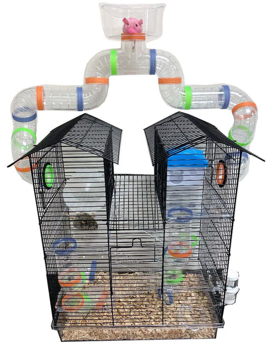 Large Multi-Level Hamster Mansion with Top Look-Out Play Zone Mouse Habitat Home Small Animal Critter Cage Set of Accessories Crossover Tube Tunnel Rodent Gerbil Mice Animals & Pet Supplies > Pet Supplies > Small Animal Supplies > Small Animal Habitats & Cages Mcage   