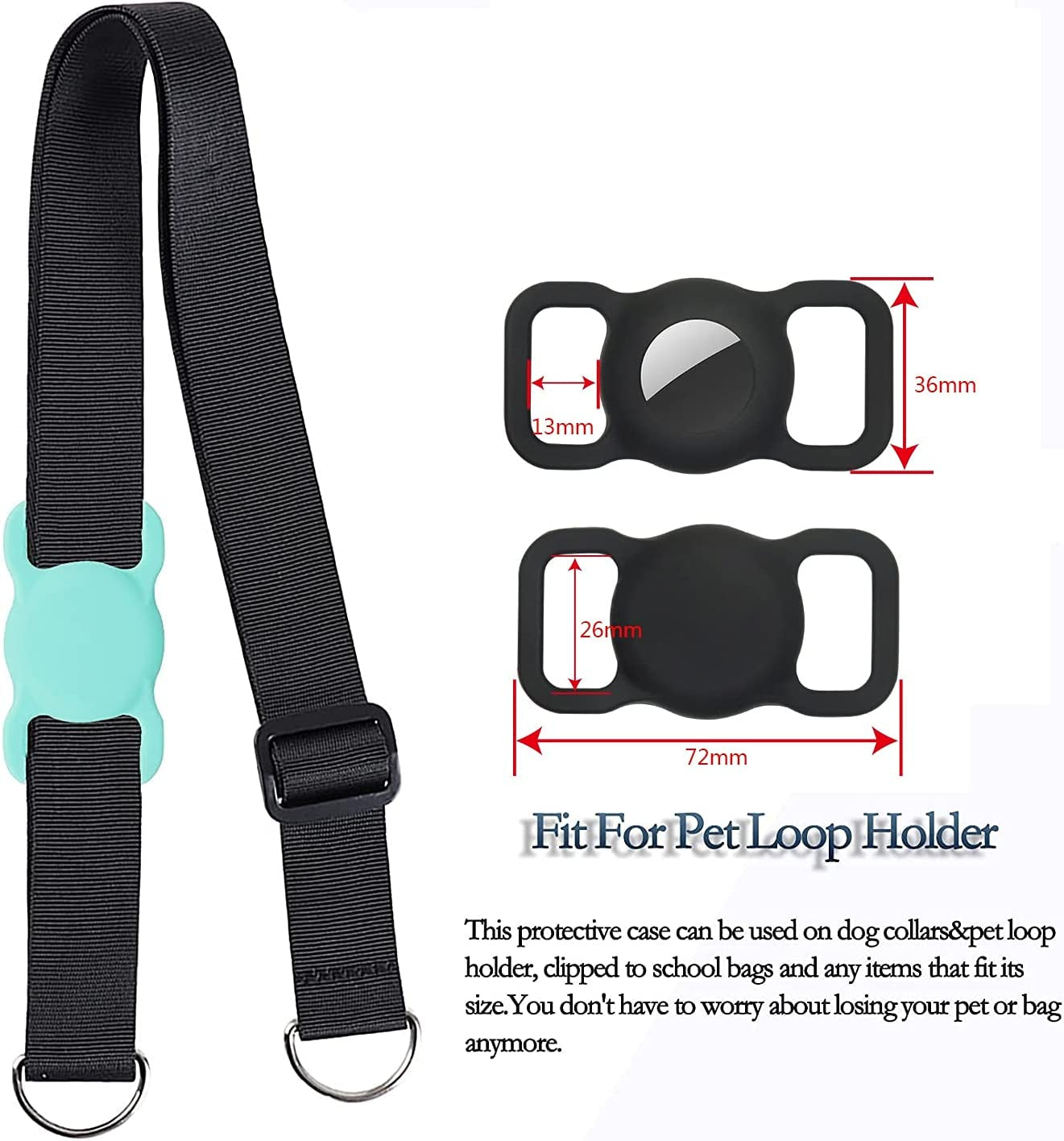 Airtag Dog Collar Holder Pet Cat Loop Case for Air Tag Upgraded Version (Black) Electronics > GPS Accessories > GPS Cases Ankangyuan   