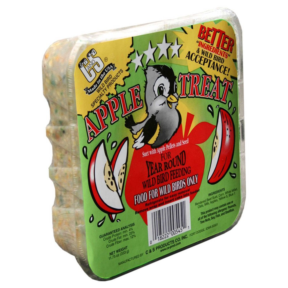 C&S Products Apple Treat Suet, for Year round Feeding, 11.75 Oz Cake, Wild Bird Food Animals & Pet Supplies > Pet Supplies > Bird Supplies > Bird Treats Central Garden and Pet   