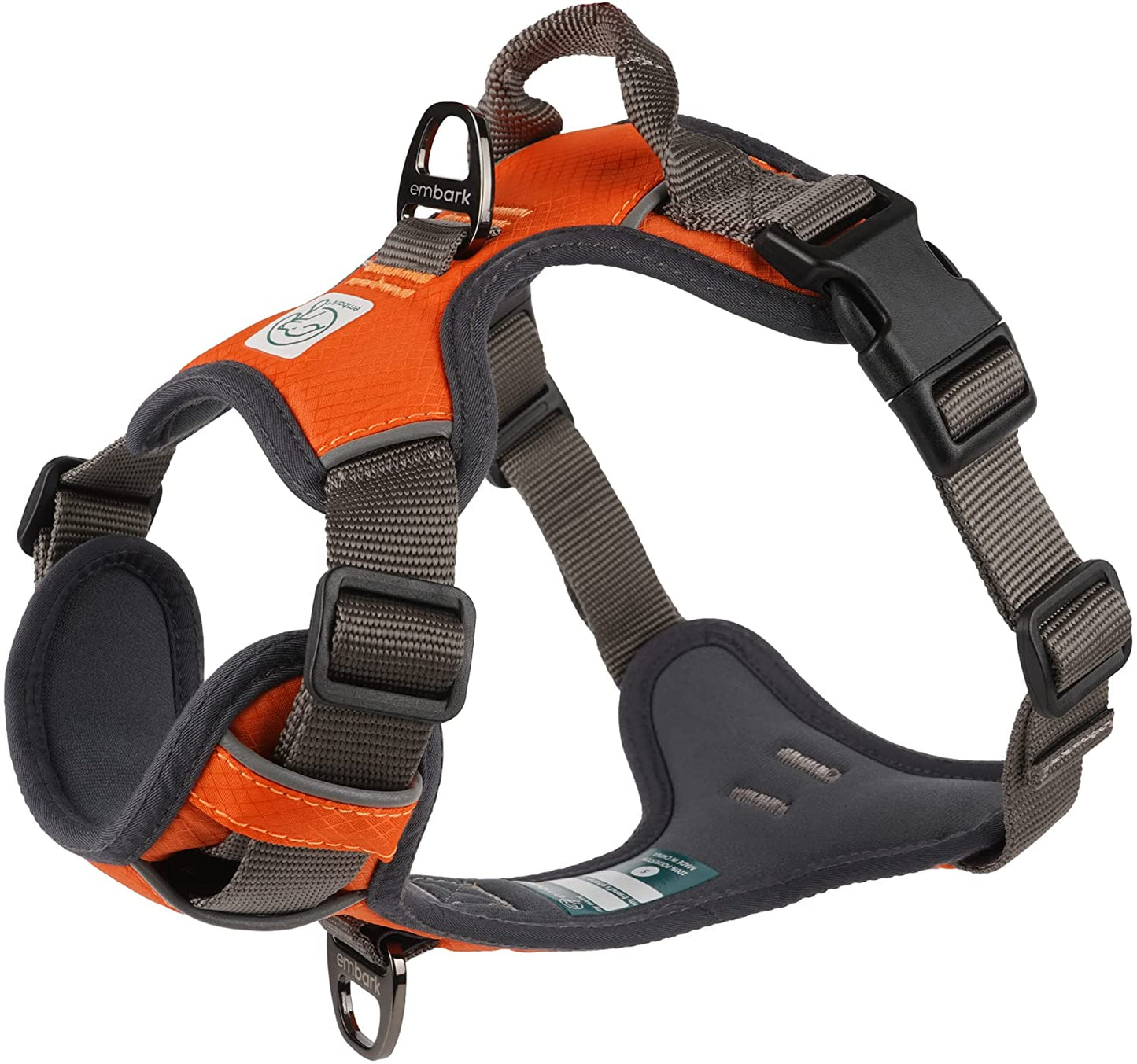 Embark Adventure Dog Harness, No Pull Dog Harness with 2 Leash Clips, Dog Harness for Medium Dogs No Pull. Front & Back with Control Handle, Adjustable Blue Dog Vest, Soft & Padded for Comfort Animals & Pet Supplies > Pet Supplies > Dog Supplies > Dog Apparel Embark Pets Orange XL 