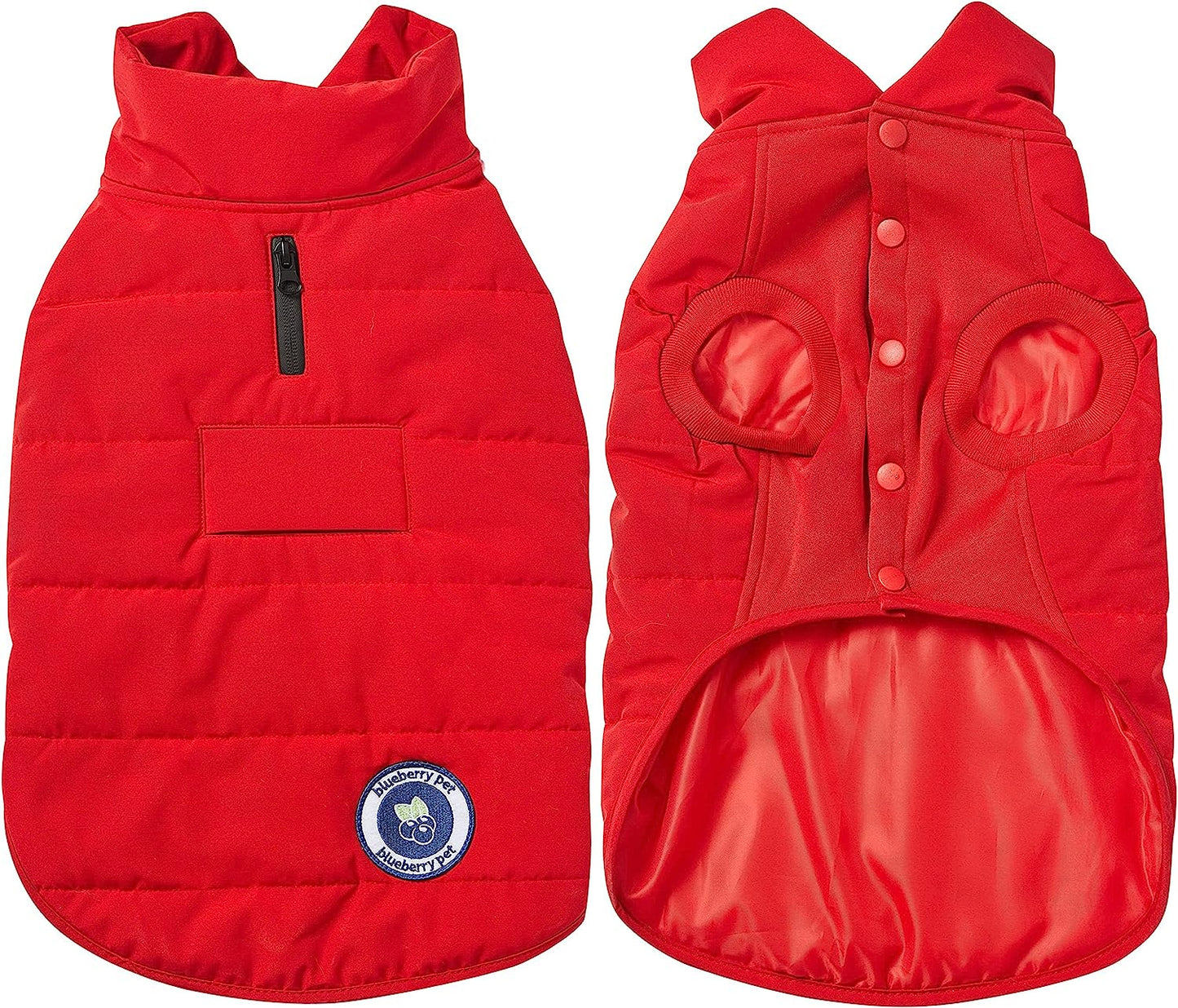 Blueberry Pet Cozy & Comfy Windproof Waterproof Quilted Fall Winter Dog Puffer Jacket in True Red, Back Length 20", Size 18", Warm Coat for Large Dogs Animals & Pet Supplies > Pet Supplies > Dog Supplies > Dog Apparel Blueberry Pet True Red Size 18 (Pack of 1) 