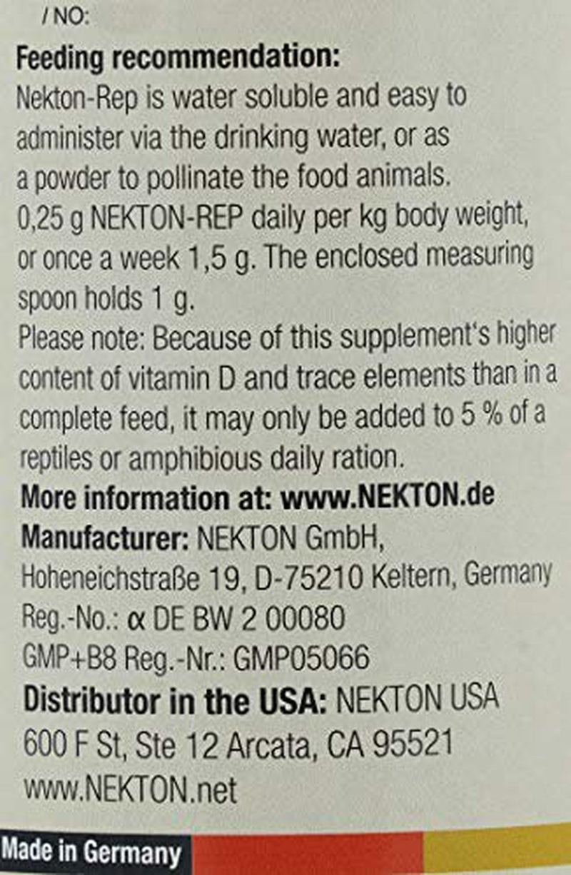 Nekton-Rep Vitamin Mineral Supplement for Reptiles and Amphibians, 75Gm Animals & Pet Supplies > Pet Supplies > Reptile & Amphibian Supplies > Reptile & Amphibian Food Nekton   