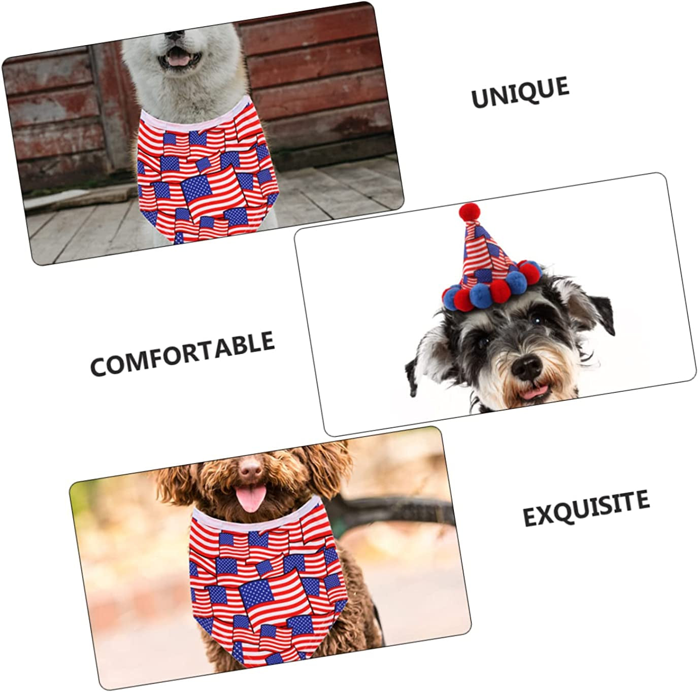 GLSTOY 2Pcs Hat Themed of Towel Birthday Bandana Th Flag Scarf Day Dog Cone Saliva Triangular Independence Festival Favors Party July Pattern American Bib Patriotic Costume Pet Animals & Pet Supplies > Pet Supplies > Dog Supplies > Dog Apparel GLSTOY   