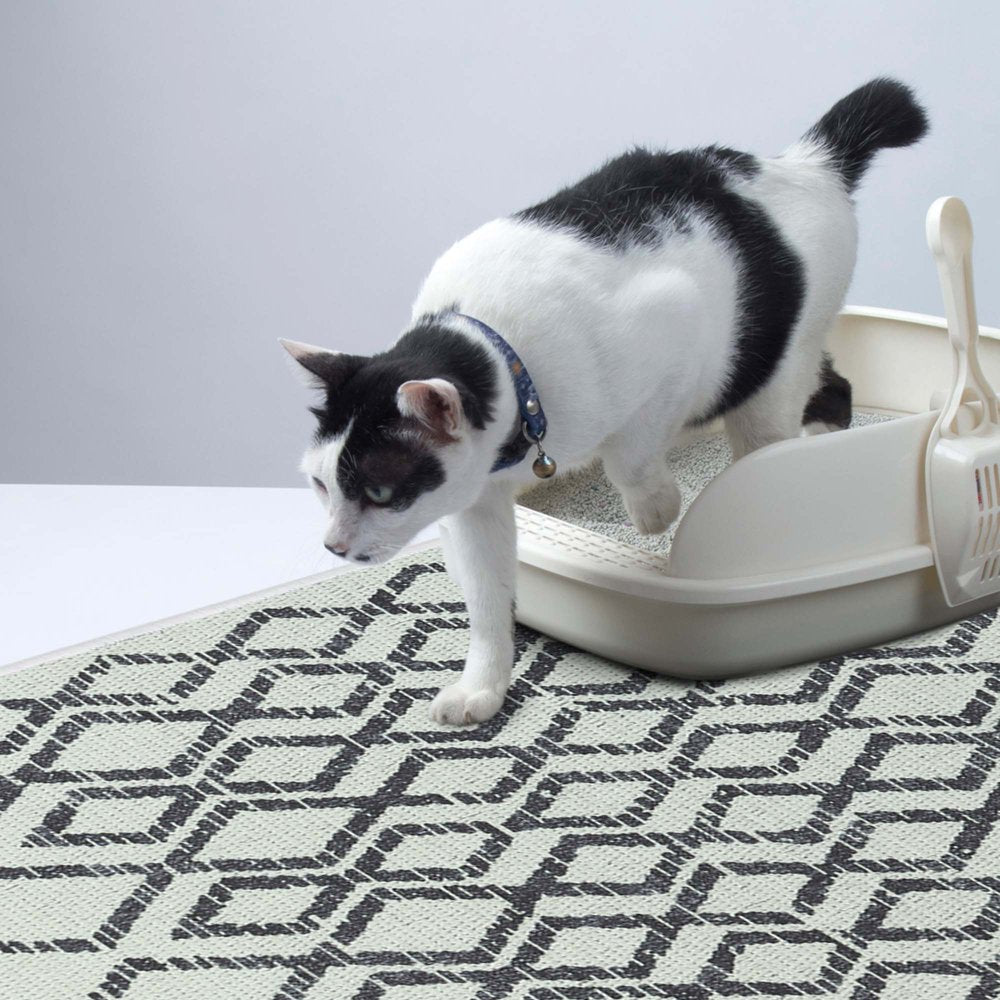 Sussexhome Pets Ultra-Thin Cat and Dog Litter Mat for Litter Box - Washable Soft Natural Cotton Cat and Dog Litter Trapping Mat - Paws-Kind Slip Resistant Litter Catching Mat Animals & Pet Supplies > Pet Supplies > Cat Supplies > Cat Litter Box Mats SUSSEXHOME 20" x 31.5" Geometric Daimond-Ivory 