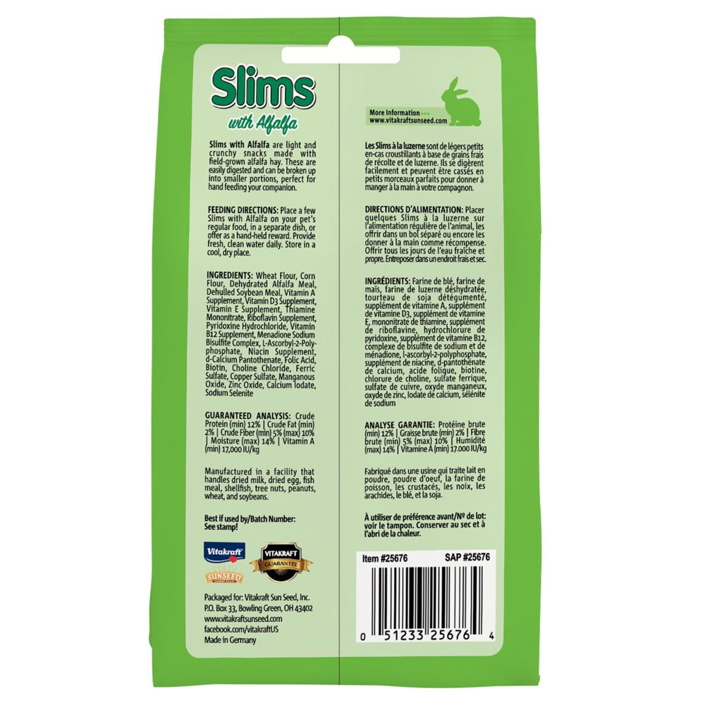 Vitakraft Slims Small Animal Treats - Alfalfa Hay - Crispy Nibble Stick Treat Animals & Pet Supplies > Pet Supplies > Small Animal Supplies > Small Animal Food Vitakraft Sun Seed   