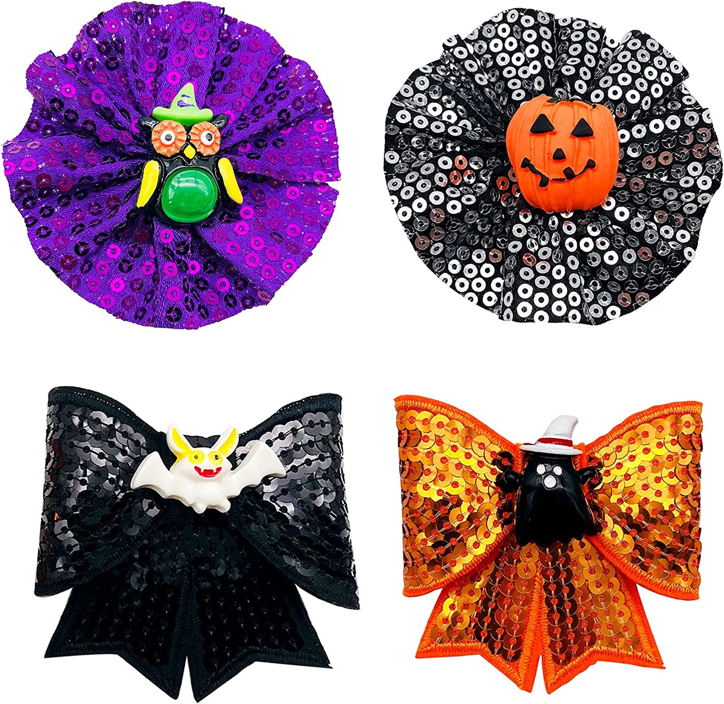 PET SHOW 4Pcs Halloween Small Dogs Collar Flowers and Bowties Charms for Cats Rabbits Slides on Puppies Medium Dog Collars Attachment Flower Bows Accessories Grooming Costumes Animals & Pet Supplies > Pet Supplies > Dog Supplies > Dog Apparel Bysitshow Halloween  