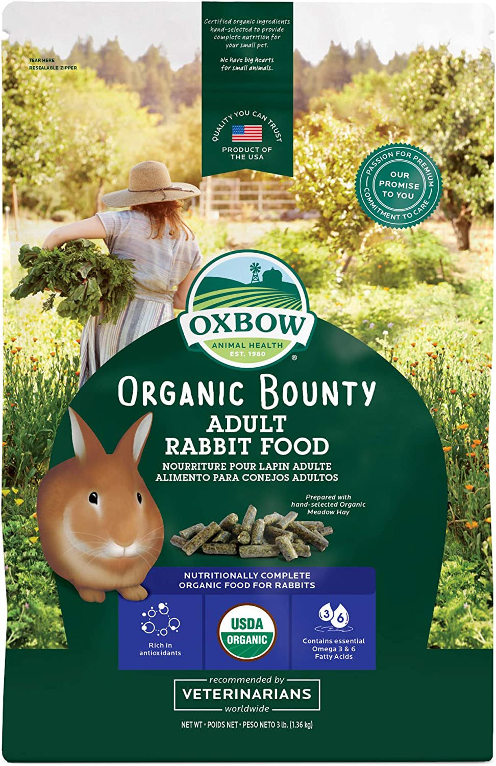 Oxbow Animal Health Organic Bounty Adult Rabbit Food - All Natural Rabbit Pellets - 3 Lb. Animals & Pet Supplies > Pet Supplies > Small Animal Supplies > Small Animal Food '- XMGHTU -   