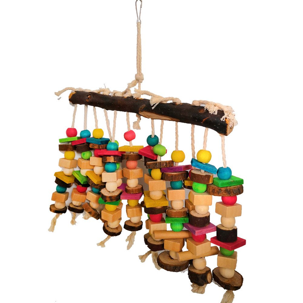 UDIYO Big Medium Parrot Building Block Wooden Ladder Stand Perch Bar Bird Rope Pet Toy Animals & Pet Supplies > Pet Supplies > Bird Supplies > Bird Ladders & Perches UDIYO   