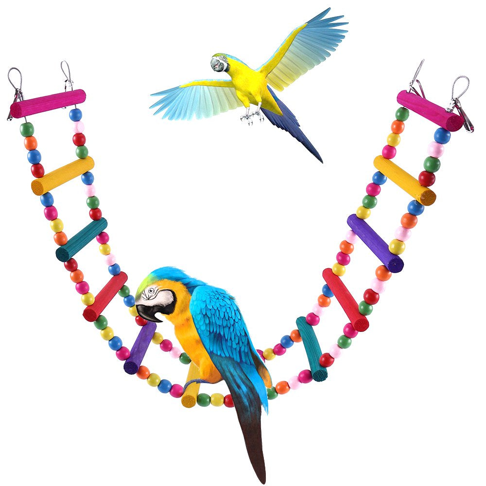 THREN 80Cm Parrot Climbing Ladder Toy Swing Chewing Wooden Climbing Ladder Hanging Bird Cage Accessories Hammock Small Parrot Swing Toy Animals & Pet Supplies > Pet Supplies > Bird Supplies > Bird Cage Accessories THREN   