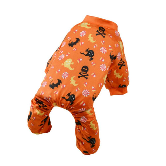 Halloween Dog Pajamas Costumes Pet Clothes Cat Apparel Shirt Winter Holiday Cute Pjs Outfits for Doggie Onesies Animals & Pet Supplies > Pet Supplies > Cat Supplies > Cat Apparel Canopy S Orange 