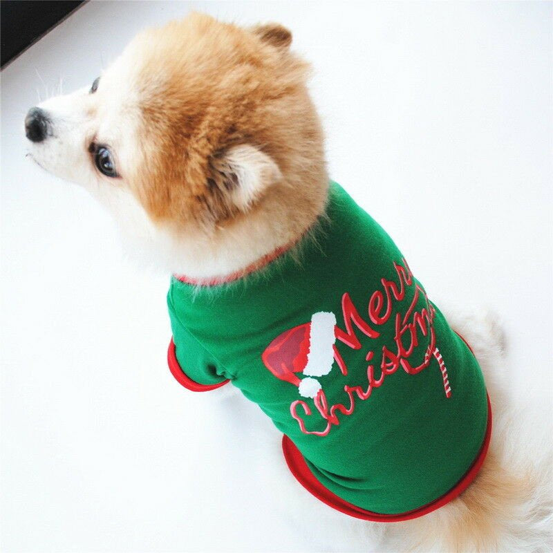 Pet Dog Santa Christmas Sweater Clothes T-Shirt Puppy Cat Pullover Hoodies Costume Animals & Pet Supplies > Pet Supplies > Cat Supplies > Cat Apparel Magicfly   