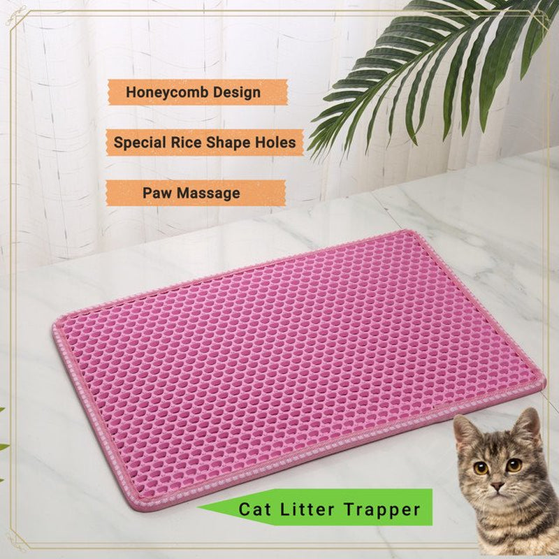 Cat Litter Mat, Kitty Litter Trapping Mat, Rice Shape Double Layer Mats, No Phthalate, Urine Waterproof, Scatter Control, Catcher Litter Tray Box Rug Carpet, Yellow Animals & Pet Supplies > Pet Supplies > Cat Supplies > Cat Litter Box Mats Hiteenyian 21" x 14" x 0.5" Pink 