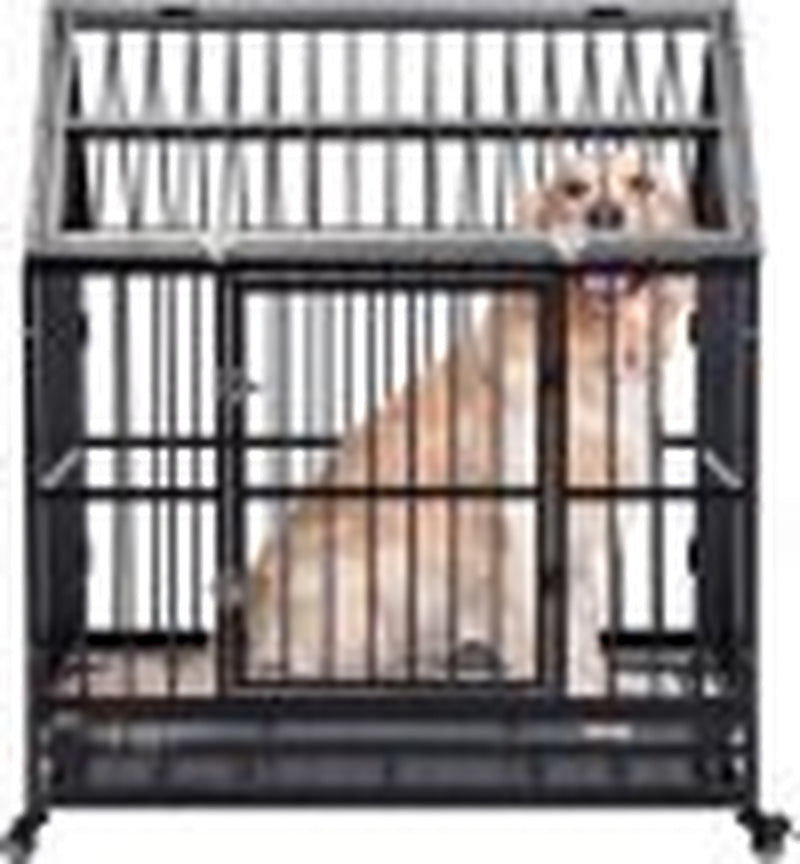 Jaydayon 42 Heavy Duty Dog Crate Dog Kennel Dog Cage Playpen for Medium or Large Dogs Pets Silver Steel XL Animals & Pet Supplies > Pet Supplies > Dog Supplies > Dog Kennels & Runs JayDAYon   