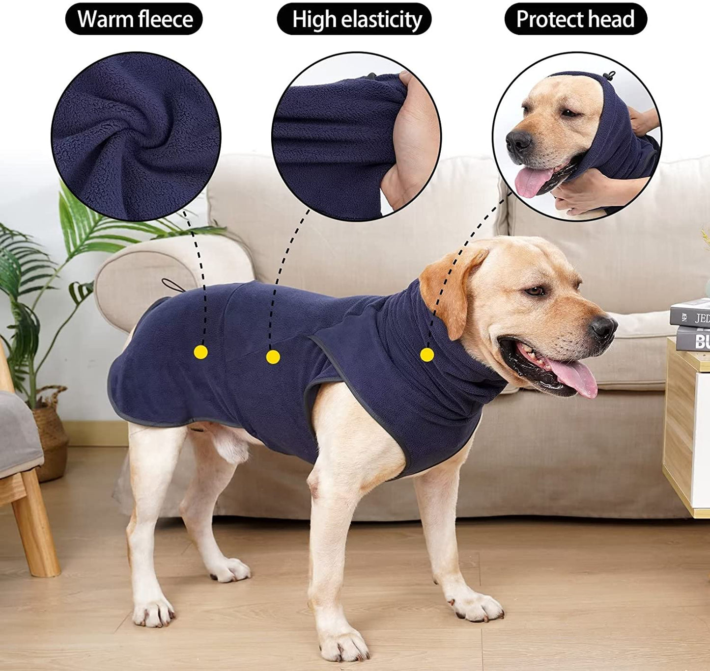 HEYWEAN Dog Fleece Sweater Soft Thickening Warm Pet Shirt Winter Dog Coat Pullover Design and Sleeveless Cloth for Puppy (Blue, S) Animals & Pet Supplies > Pet Supplies > Dog Supplies > Dog Apparel HEYWEAN   