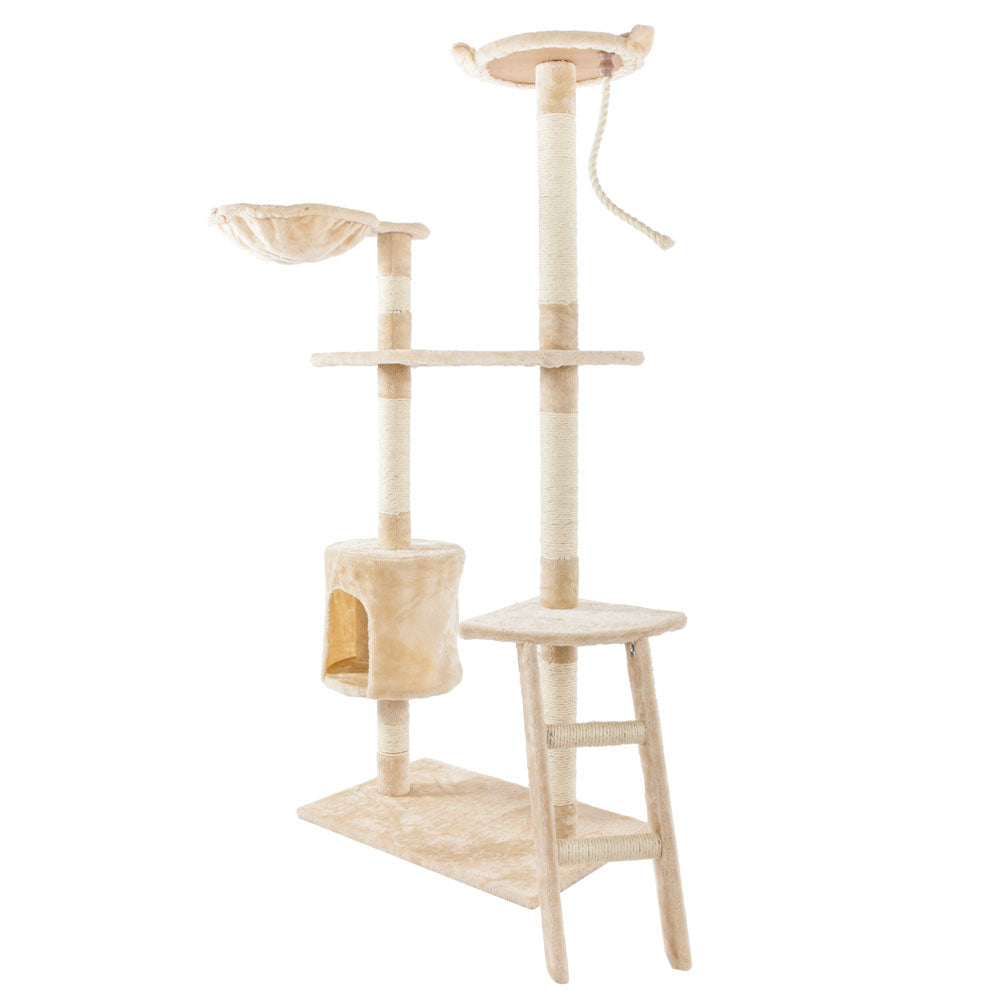 Leafy Paddy 52 Inches Cat Tree,Large Cat Tower,Multi-Level Cat Tree Stand House Furniture Kittens Activity Tower with Scratching Posts Kitty Pet Play House Brown Animals & Pet Supplies > Pet Supplies > Cat Supplies > Cat Furniture Leafy Paddy 60" Beige 
