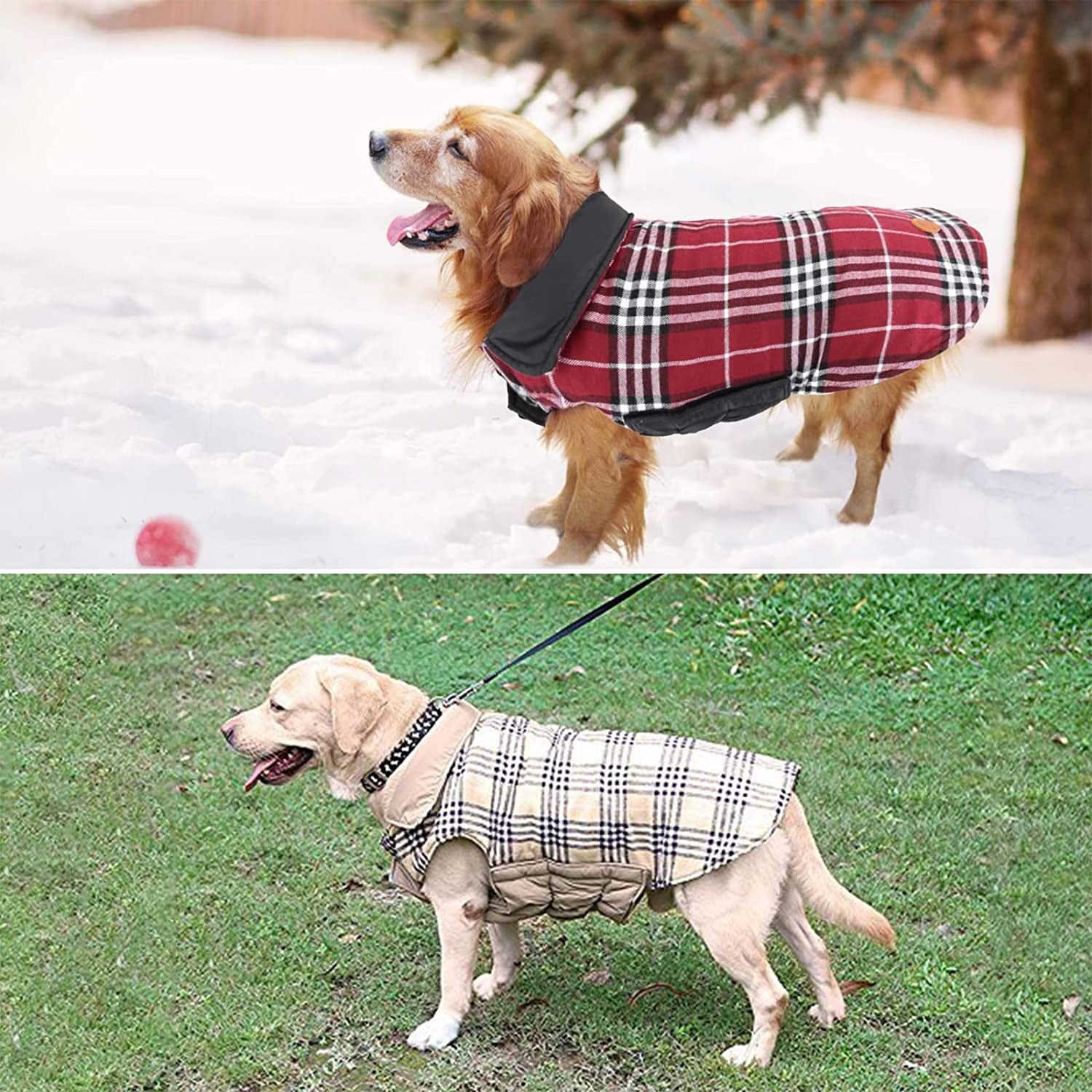 IREENUO Dog Jacket, Reversible Warm Dog Coat for Fall Winter, Puppy Padded Jacket for Small Medium Dogs Animals & Pet Supplies > Pet Supplies > Dog Supplies > Dog Apparel IREENUO   