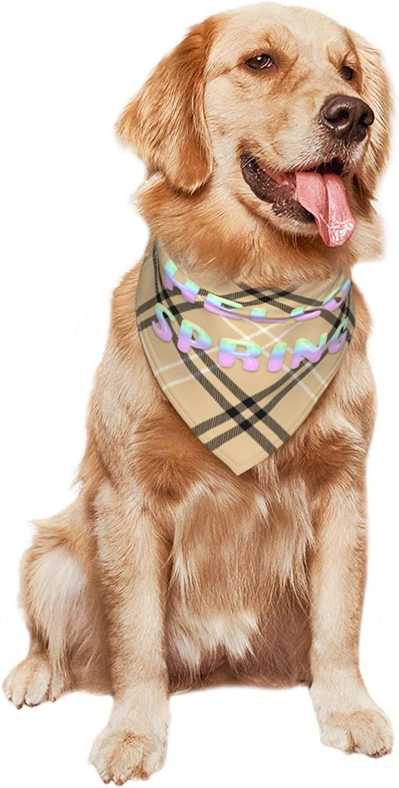 Round Hello Spring Font Gradient Pet Dog and Cat Decorative Triangle Scarf,Dog Bandana,Breathable and Stain Resistant. Animals & Pet Supplies > Pet Supplies > Dog Supplies > Dog Apparel ZALTAS   