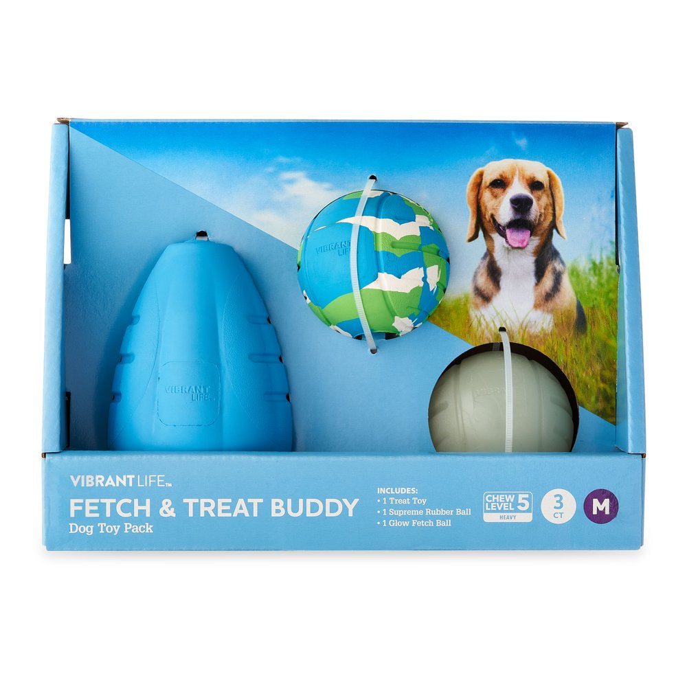 Vibrant Life Fetch & Treat Buddy Dog Toy Pack, M, 3 Count Animals & Pet Supplies > Pet Supplies > Dog Supplies > Dog Toys Sport Pet Designs, Inc.   