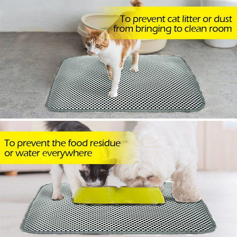 Cat Litter Mat, Double Layer Honeycomb Waterproof Urineproof Washable Litter Trapping Mat for Litter Boxes Easy Clean