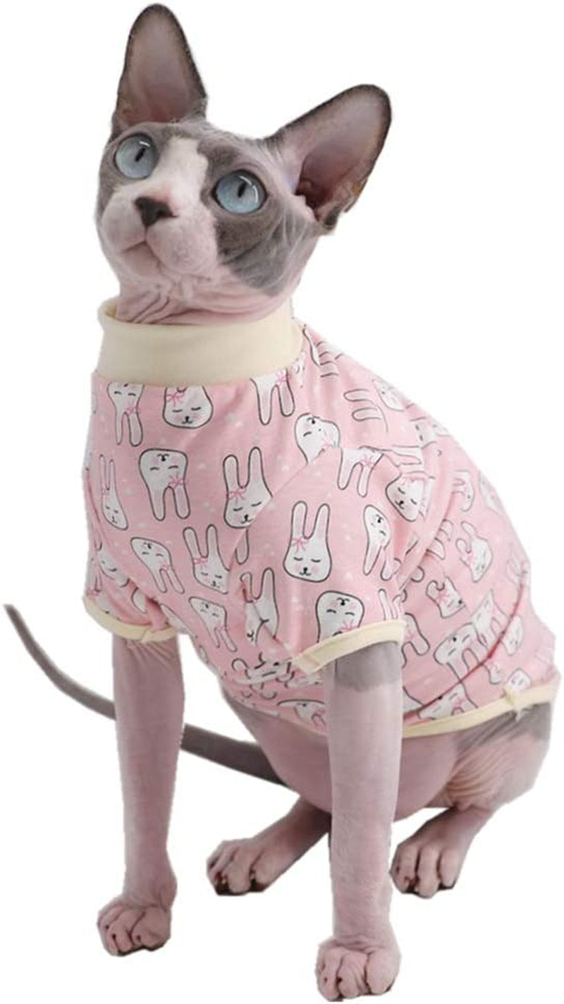 Sphynx Cat Clothes Breathable Summer Cotton T-Shirts for Cat Pajamas for Cats and Small Dogs Apparel, Hairless Cat T-Shirts (Small (Pack of 1), Hedgehog) Animals & Pet Supplies > Pet Supplies > Dog Supplies > Dog Apparel Kitipcoo Bunny Small (Pack of 1) 
