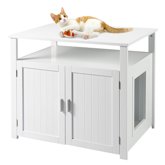 Cat Litter Box Furniture Hidden, Large Cat Litter Box Enclosure Side Table with Tabletop,White Animals & Pet Supplies > Pet Supplies > Cat Supplies > Cat Furniture LOVIN&HUGIN   