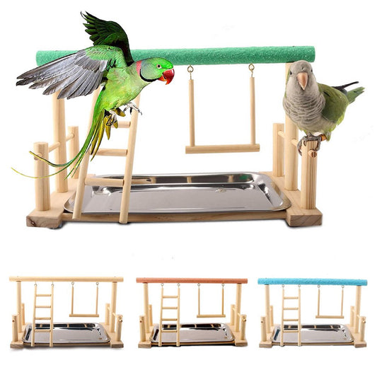 SPRING PARK Parrot Play Stand Bird Playground Wood Perch Gym Playpen Ladder with Feeder Animals & Pet Supplies > Pet Supplies > Bird Supplies > Bird Ladders & Perches SPRING PARK A  