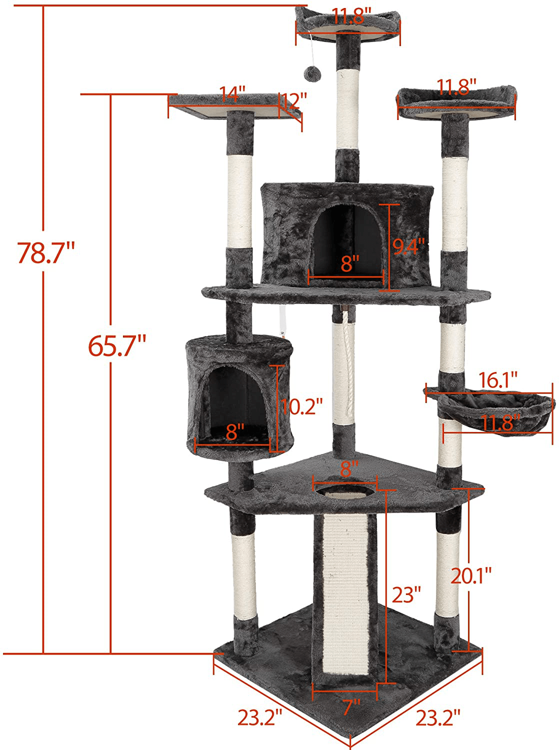 79 Inches Multi-Level Cat Tree Tower with Scratching Posts Perch Hammock Pet Furniture Kitten Activity Tower Kitty Play House Animals & Pet Supplies > Pet Supplies > Cat Supplies > Cat Furniture Pet Republic   