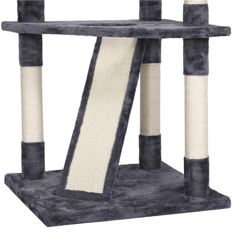 79" Multi-Level Cat Trees Cat Condo Furniture with Mouse Toy and Scratching Post, Dark Gray/Beige Animals & Pet Supplies > Pet Supplies > Cat Supplies > Cat Furniture Easyfashion   