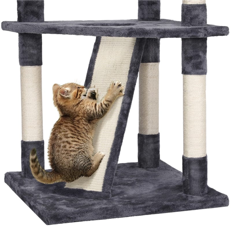 79" Multi-Level Cat Trees Cat Condo Furniture with Mouse Toy and Scratching Post, Dark Gray/Beige Animals & Pet Supplies > Pet Supplies > Cat Supplies > Cat Furniture Easyfashion   