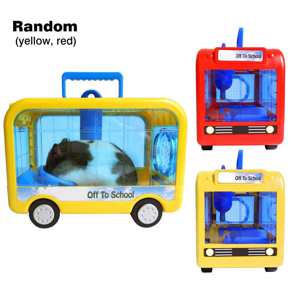 Pwtool Hamster Cage Guinea Pig Supplies and Accessories Small Pet Nest Hamster Campus Bus Portable Take-Away Cage Hamster Cage Portable Transport Device Small Animal Habitat Upgrade Animals & Pet Supplies > Pet Supplies > Small Animal Supplies > Small Animal Habitats & Cages Pwtool   