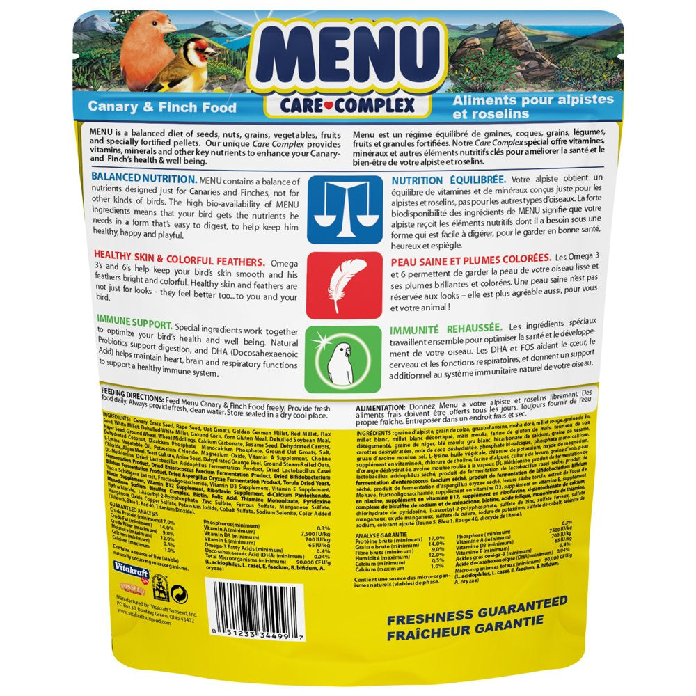 Vitakraft Menu Premium Canary and Finch Food - Vitamin-Fortified - Daily Food for Small Pet Birds Animals & Pet Supplies > Pet Supplies > Bird Supplies > Bird Treats Vitakraft Sun Seed   